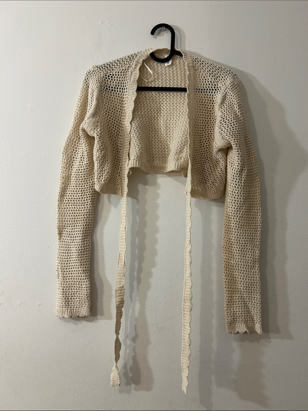 bp Cropped Open-Knit Tie-Front Cardigan - Cream